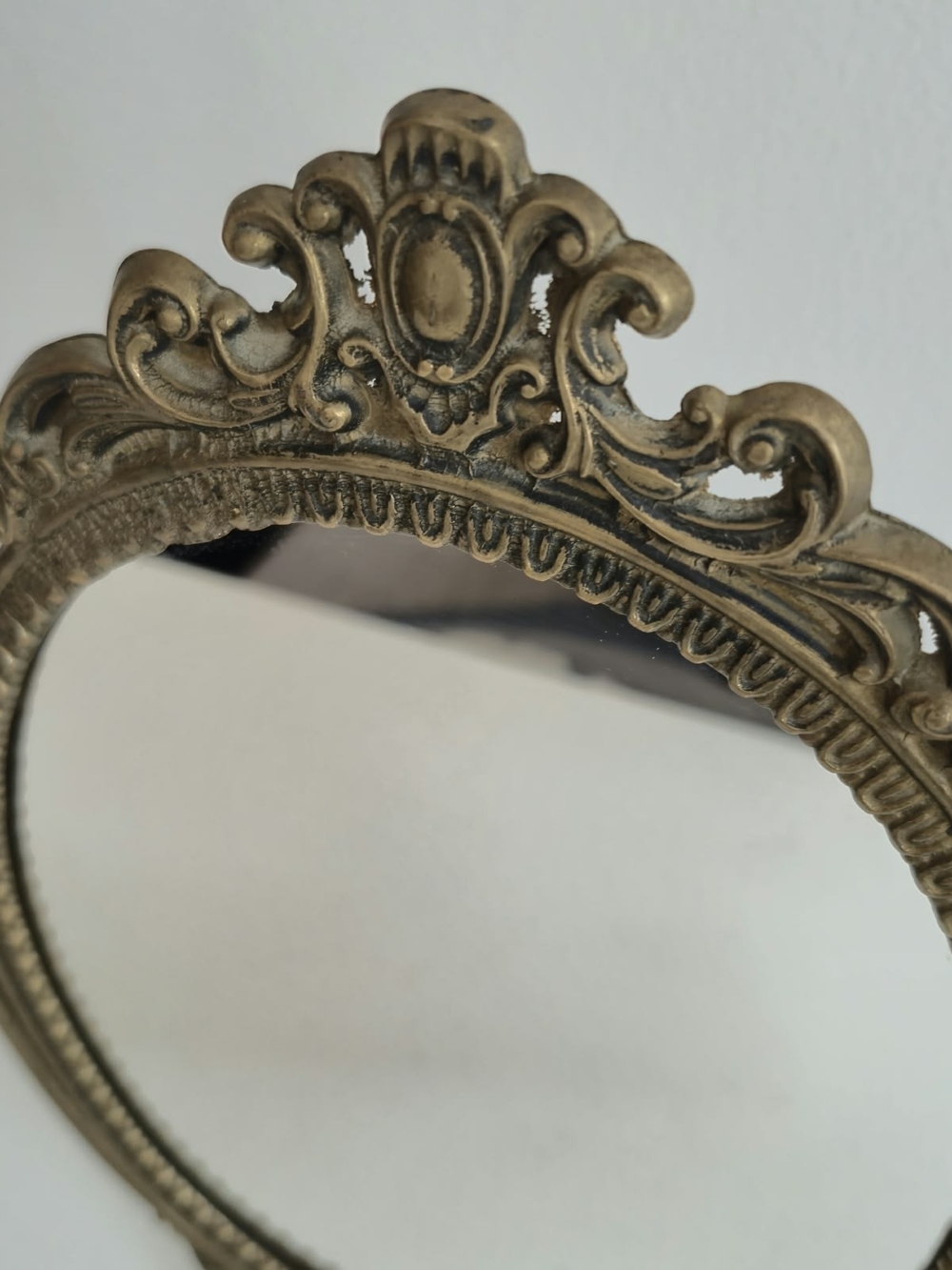 Vintage Brass Tabletop Vanity Mirror / Swivel Makeup Mirror - Picture 7 of 14